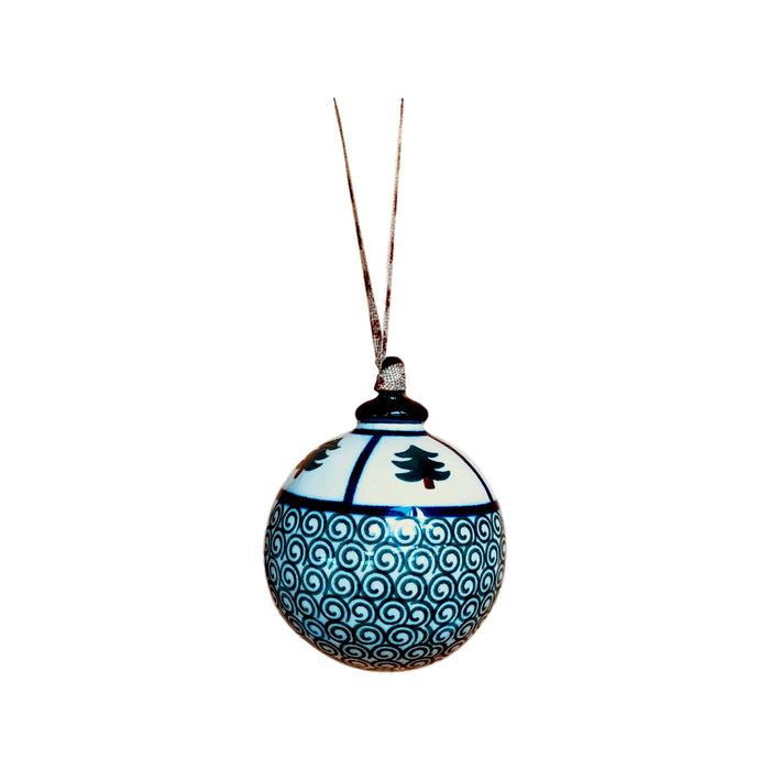 Ornament - Polish Pottery - Pine Trees and Swirls  Christmas Ornaments - PasParTou