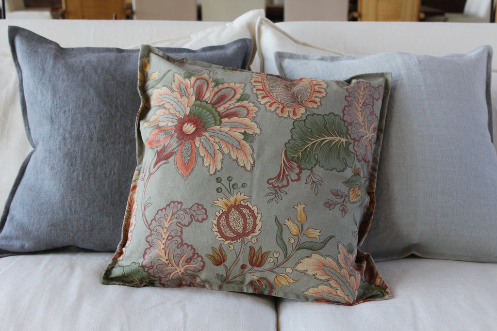 Pillow Green Floral Cotton 16 x 16  Pillows - PasParTou