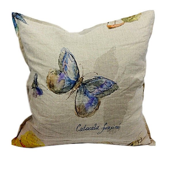 Pillow Natural Soft Washed Linen with Butterfly Print 16 x 16  Pillows - PasParTou