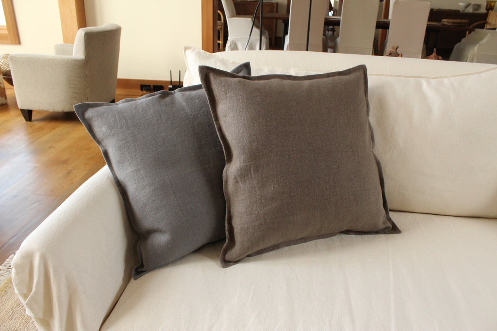 Pillow Soft Washed Linen Light Brown 20 x 20  Pillows - PasParTou
