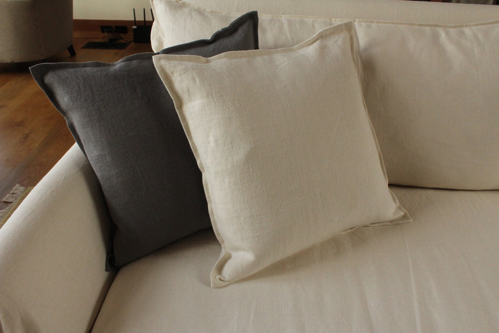 Pillow Soft Washed Linen Dark Grey 20 x 20  Pillows - PasParTou