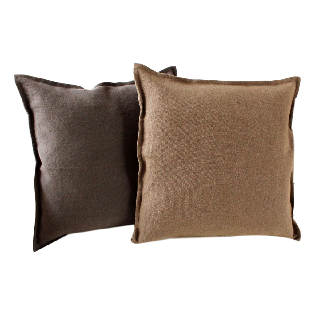 Pillow Soft Washed Linen Light Brown 20 x 20  Pillows - PasParTou