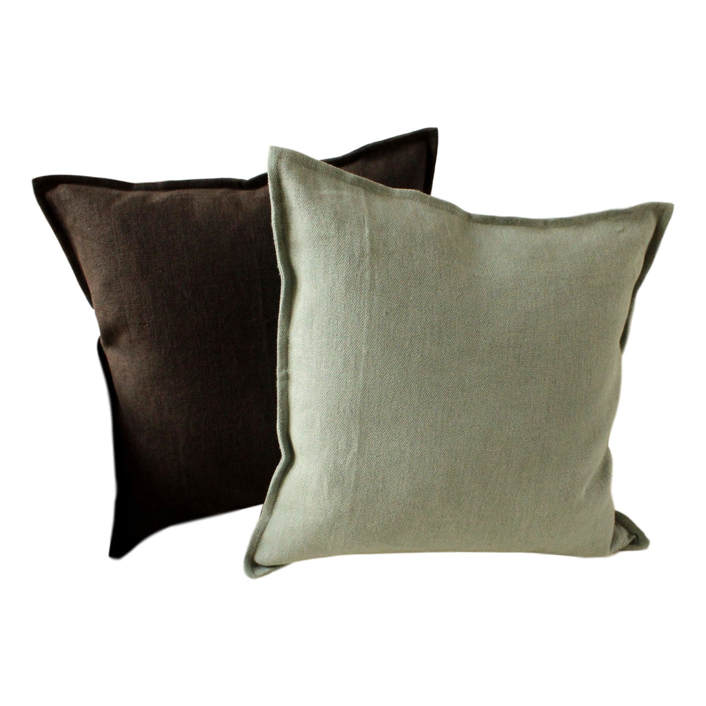 Pillow Soft Washed Linen Chocolate Brown 20 x 20  Pillows - PasParTou