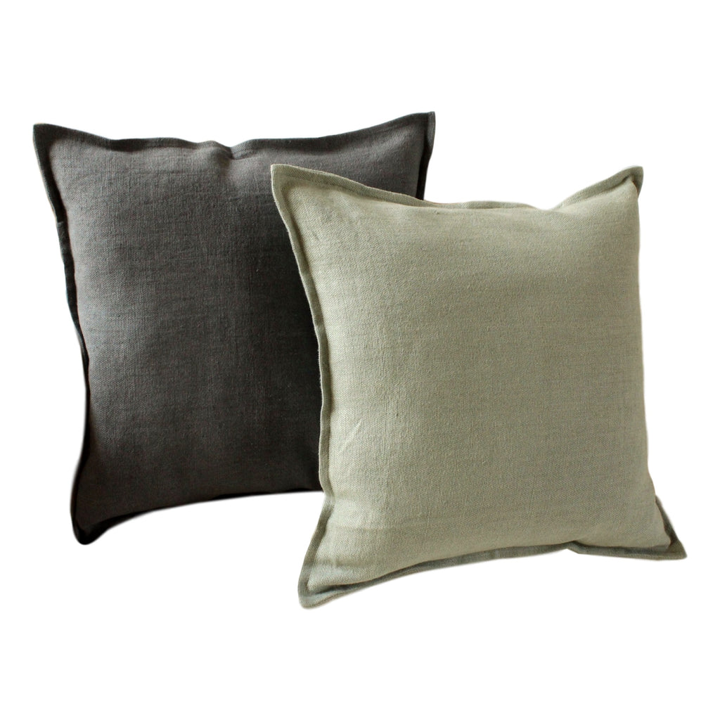 Pillow Soft Washed Linen Dark Grey 20 x 20  Pillows - PasParTou