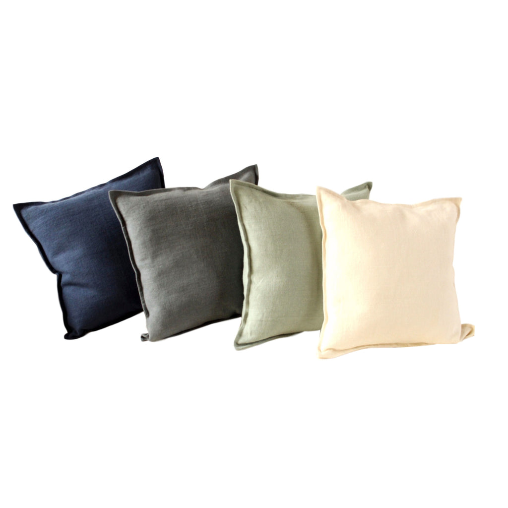 Pillow Soft Washed Linen Dark Grey 20 x 20  Pillows - PasParTou