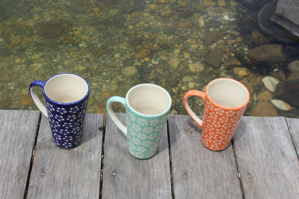 Tangerine Flowers - Tall Mug  Polish Ceramics - PasParTou