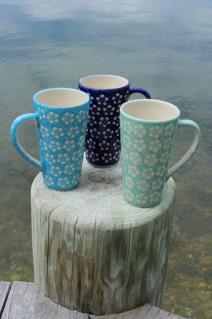 Mint Flowers - Tall Mug  Polish Ceramics - PasParTou