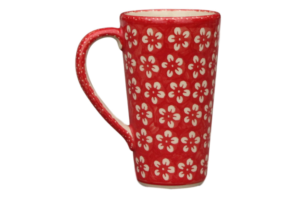 Red Flowers - Tall Mug  Polish Ceramics - PasParTou