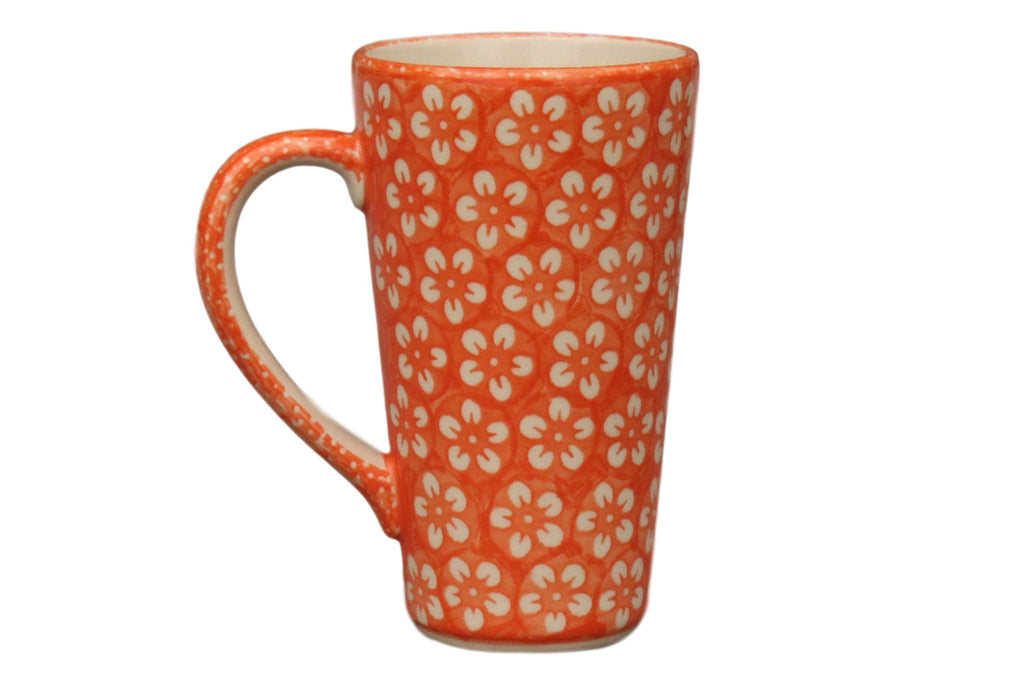 Tangerine Flowers - Tall Mug  Polish Ceramics - PasParTou