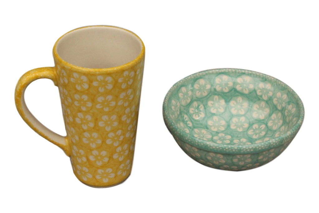 Yellow Flowers - Tall Mug  Polish Ceramics - PasParTou