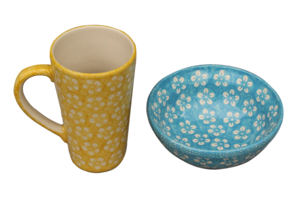 Yellow Flowers - Tall Mug  Polish Ceramics - PasParTou