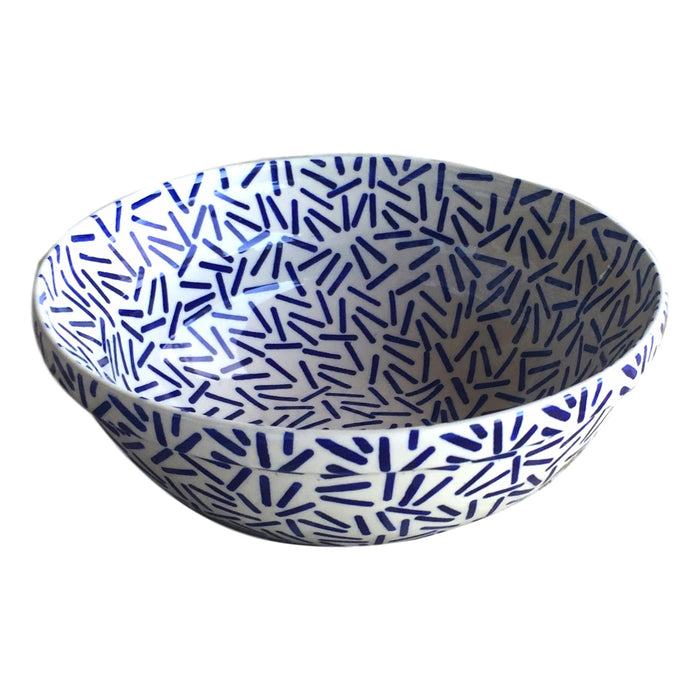 Op Art Blue - Medium Serving Bowl  Polish Ceramics - PasParTou