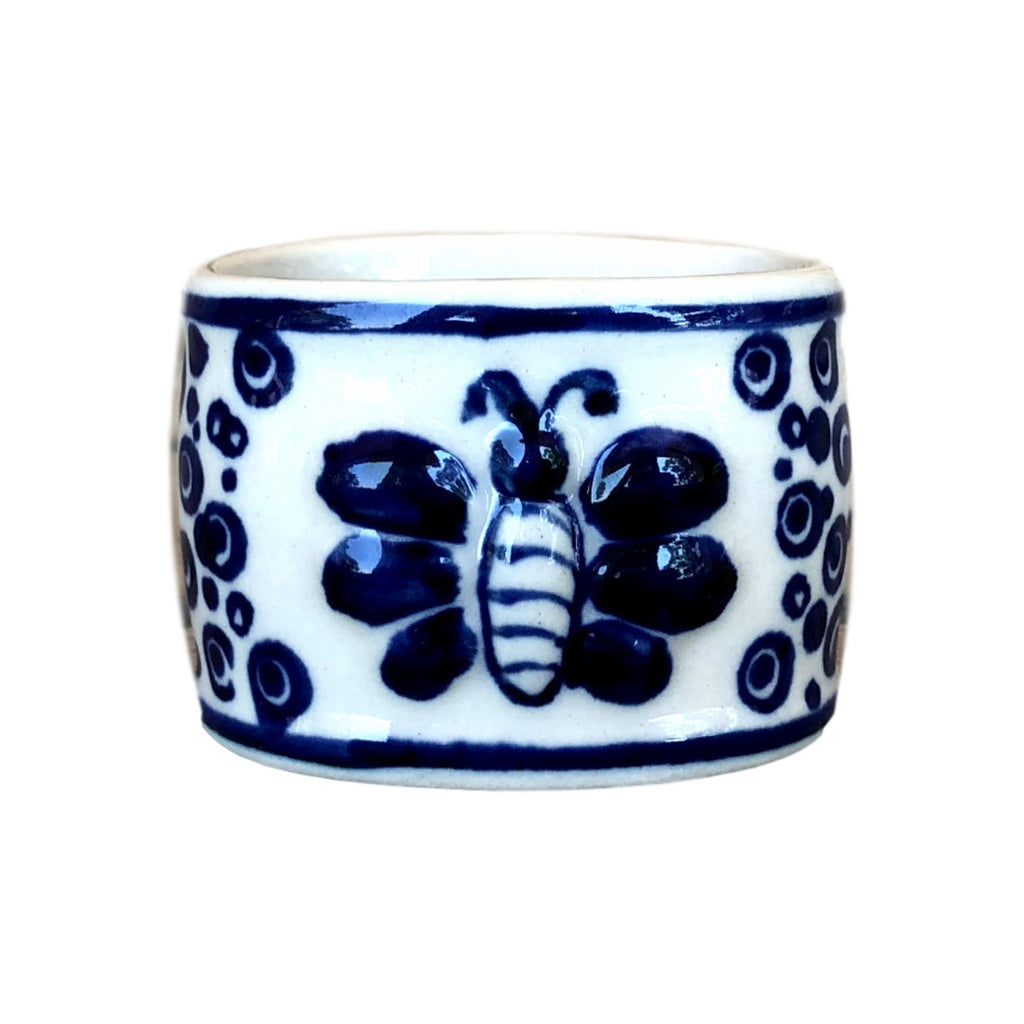 Tiny Blue Bubbles - Napkin Rings Set of 4  Polish Ceramics - PasParTou