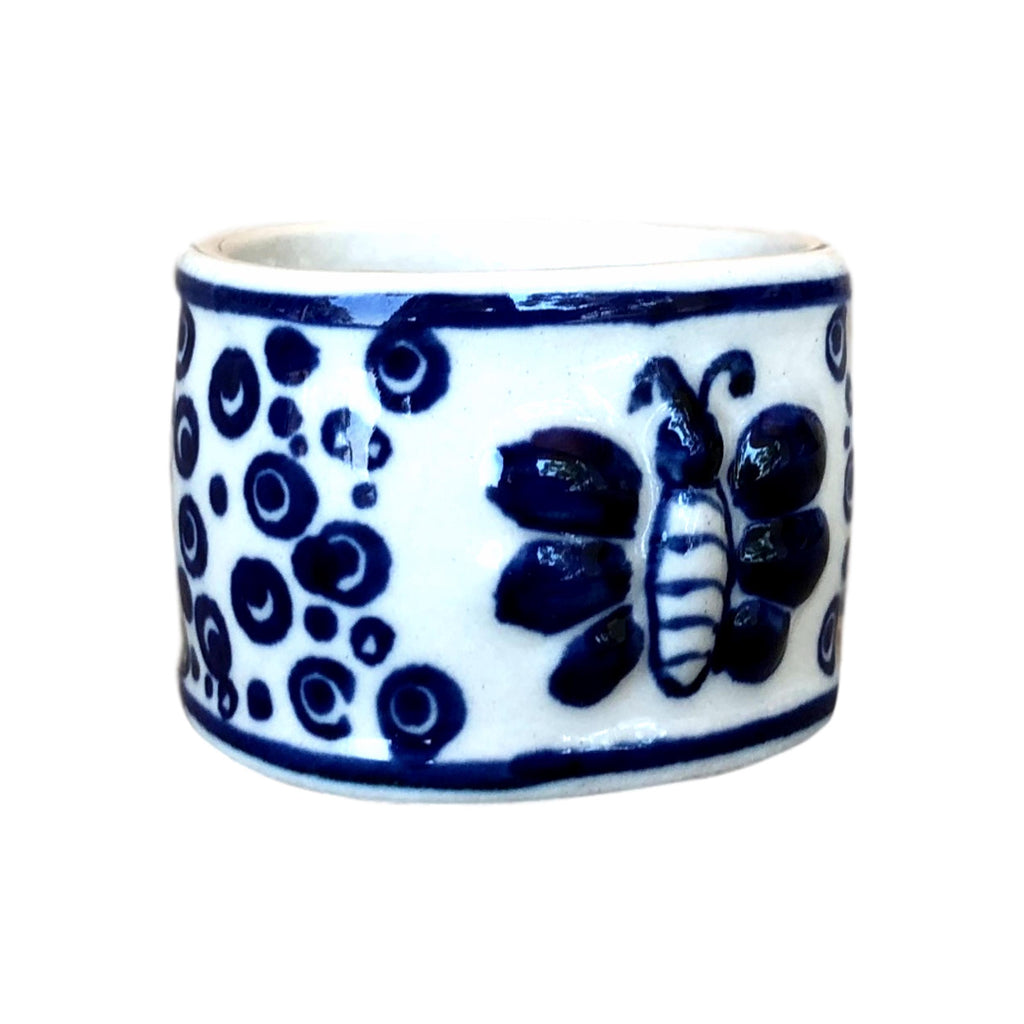 Tiny Blue Bubbles - Napkin Rings Set of 4  Polish Ceramics - PasParTou