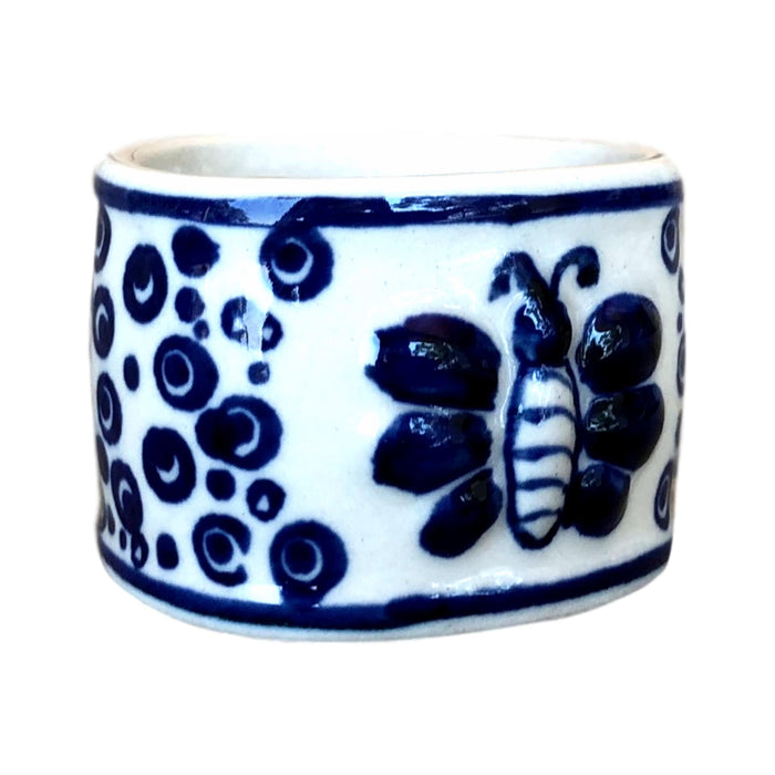 Tiny Blue Bubbles - Napkin Rings Set of 4  Polish Ceramics - PasParTou