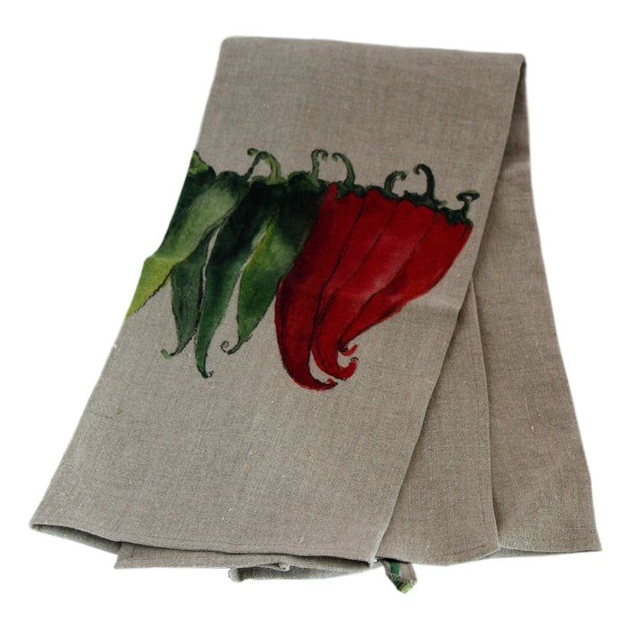 Teatowel Natural Soft Washed Linen with Pepper Print  Teatowel - PasParTou