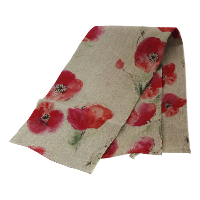 Teatowel Natural Soft Washed Linen with Poppy Print  Teatowel - PasParTou