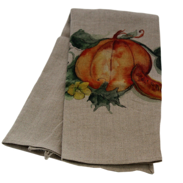 Teatowel Natural Soft Washed Linen with Pumpkin Print  Teatowel - PasParTou