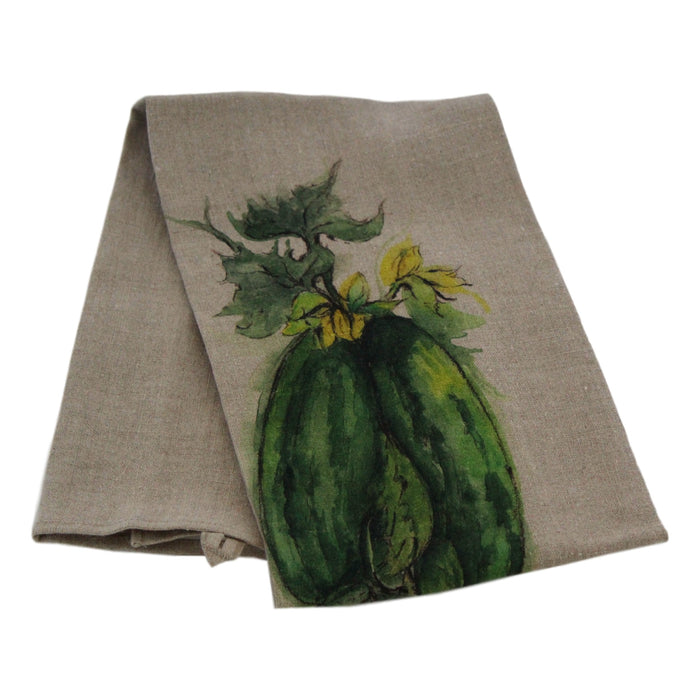 Teatowel Natural Soft Washed Linen with Squash Print  Teatowel - PasParTou