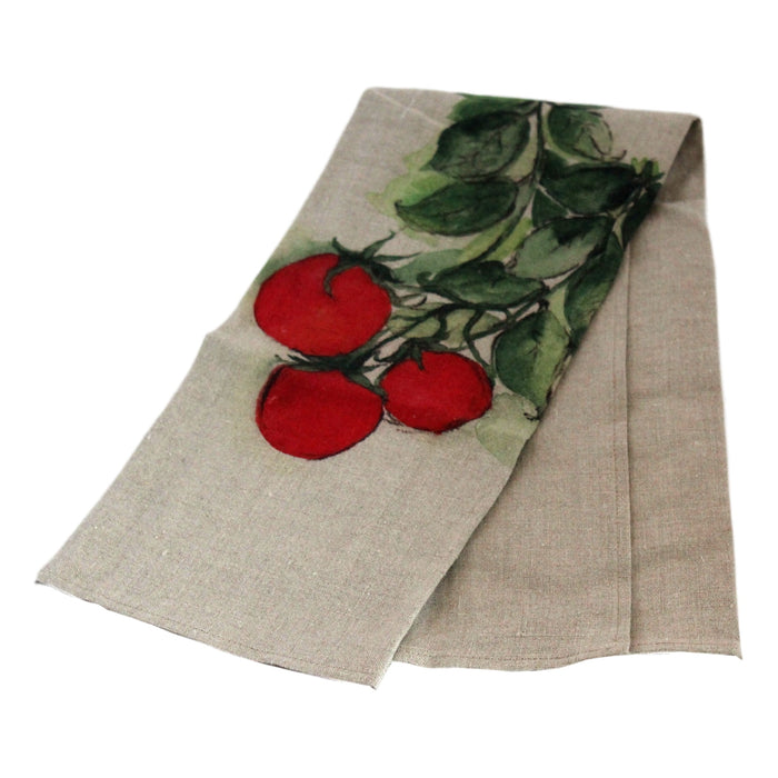 Teatowel Natural Soft Washed Linen with Tomato Print  Teatowel - PasParTou
