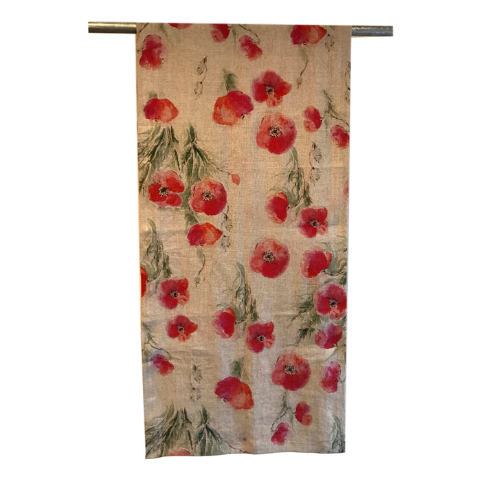 Runner - Softwashed Linen - Natural Poppies  runners - PasParTou