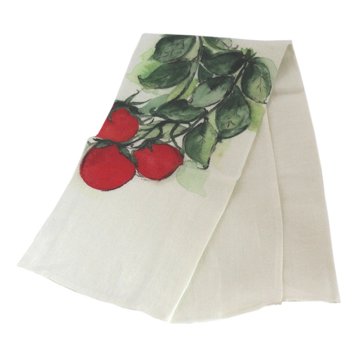 Teatowel Off White Soft Washed Linen with Tomatoes Print  Teatowel - PasParTou