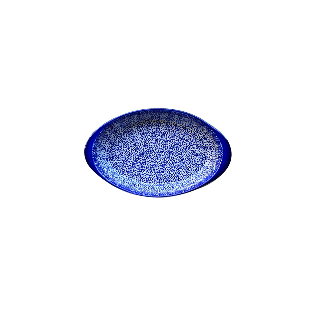 Blue Spatter - Small Oval Baker  Polish Ceramics - PasParTou