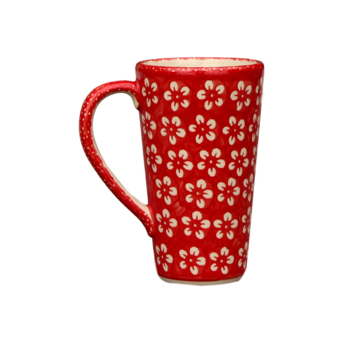 Red Flowers - Tall Mug  Polish Ceramics - PasParTou