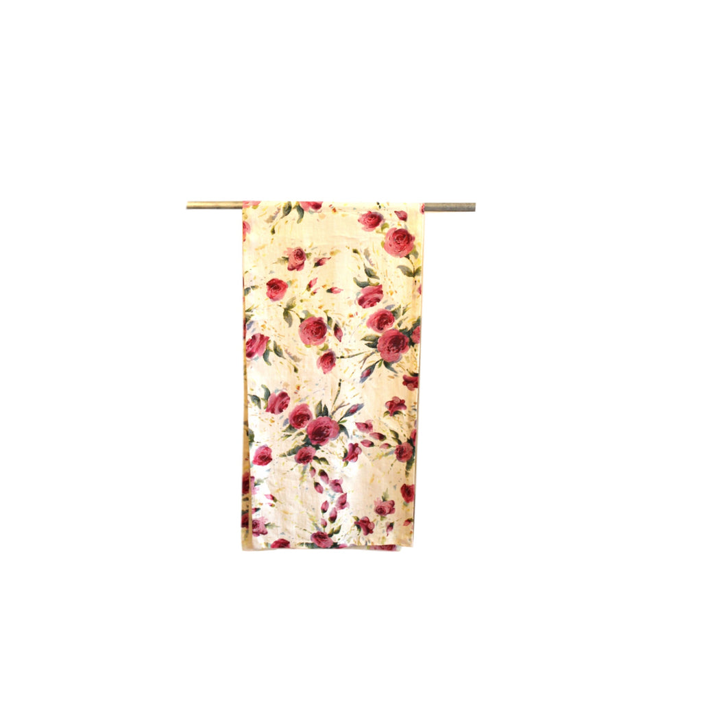 Runner - Softwashed Linen - Off White Roses  runners - PasParTou