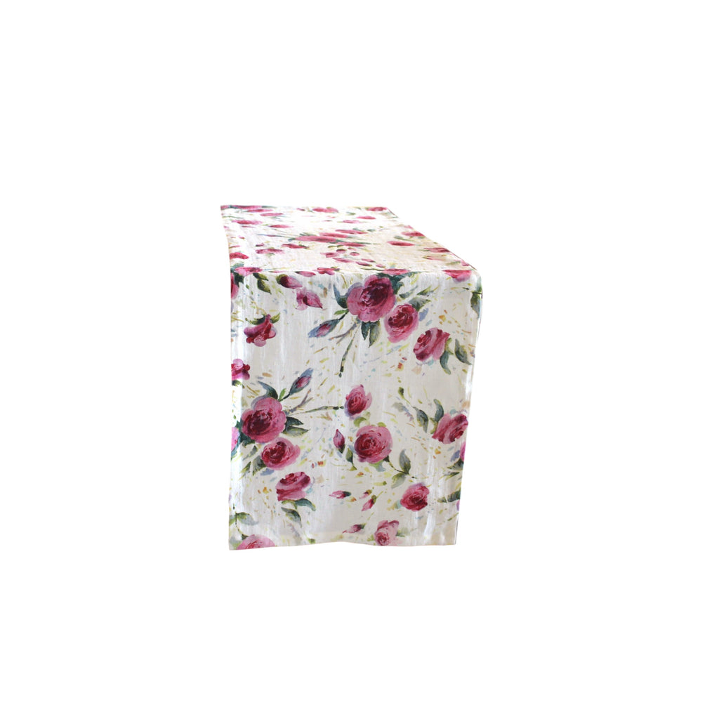 Runner - Softwashed Linen - Off White Roses  runners - PasParTou