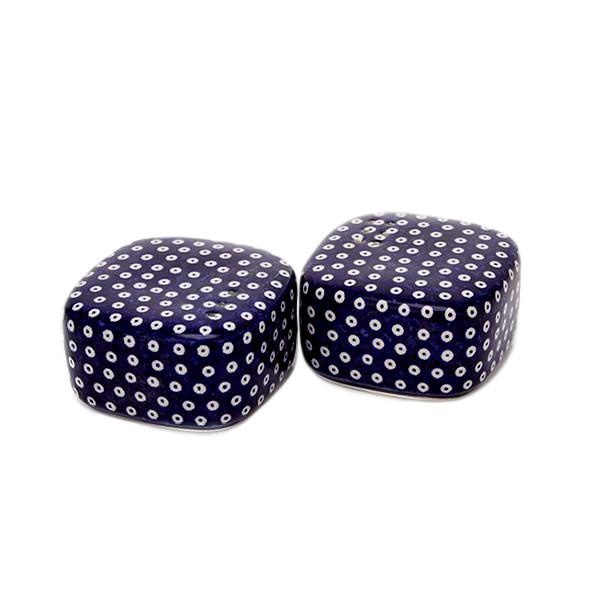 Dotty for Dots Navy - Square Salt-Pepper  Polish Ceramics - PasParTou