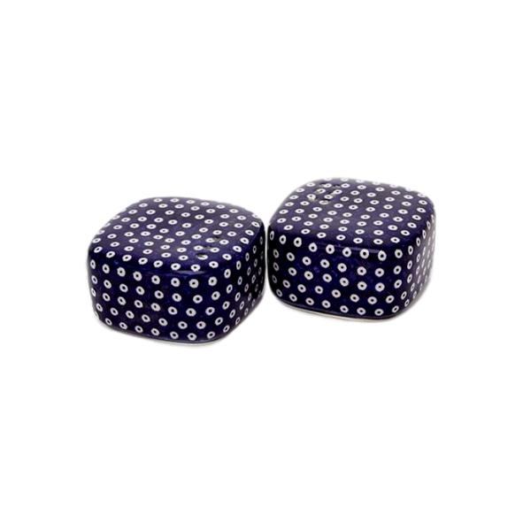 Dotty for Dots Navy - Square Salt-Pepper  Polish Ceramics - PasParTou