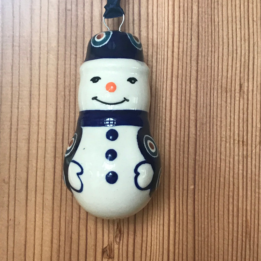 Ornament - Polish Pottery - Snowman  Christmas Ornaments - PasParTou