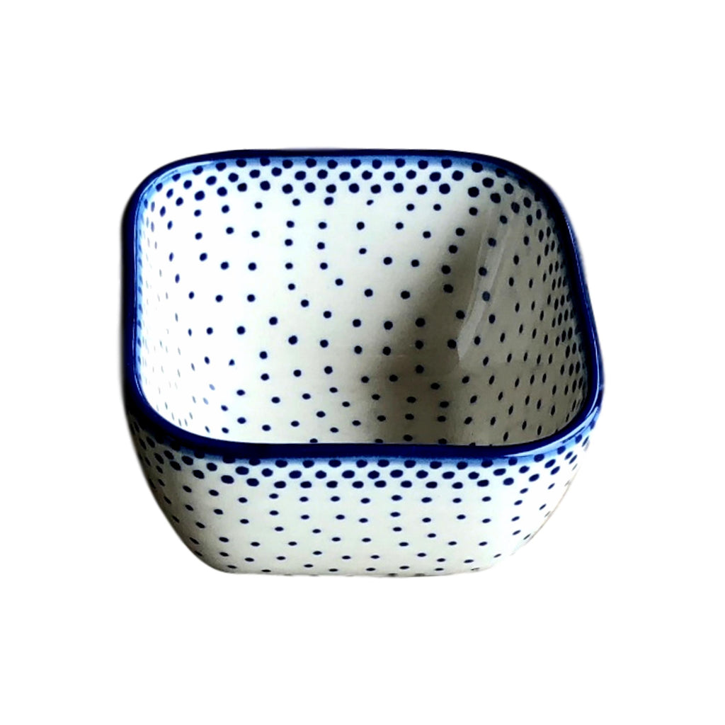Tiny Blue Dots - Small Square Bowl  Polish Ceramics - PasParTou