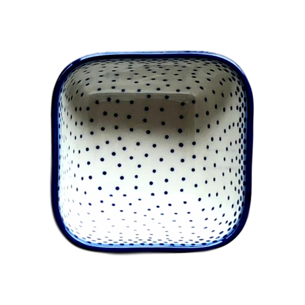 Tiny Blue Dots - Small Square Bowl  Polish Ceramics - PasParTou