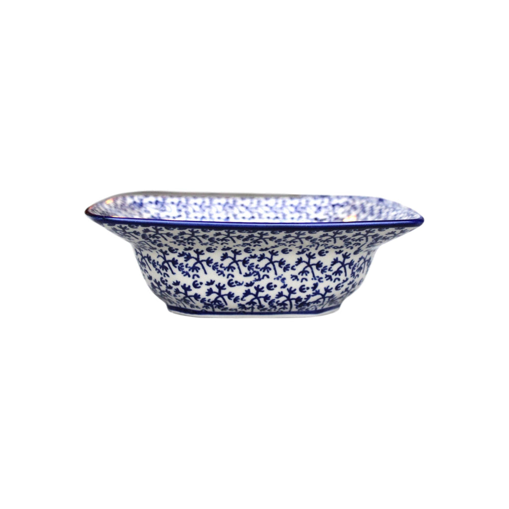 Blue Fern -  Square Bowl  Polish Ceramics - PasParTou