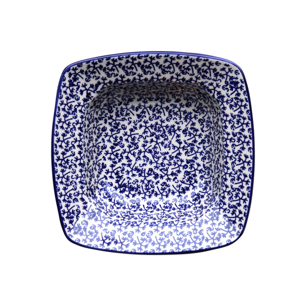 Blue Fern -  Square Bowl  Polish Ceramics - PasParTou