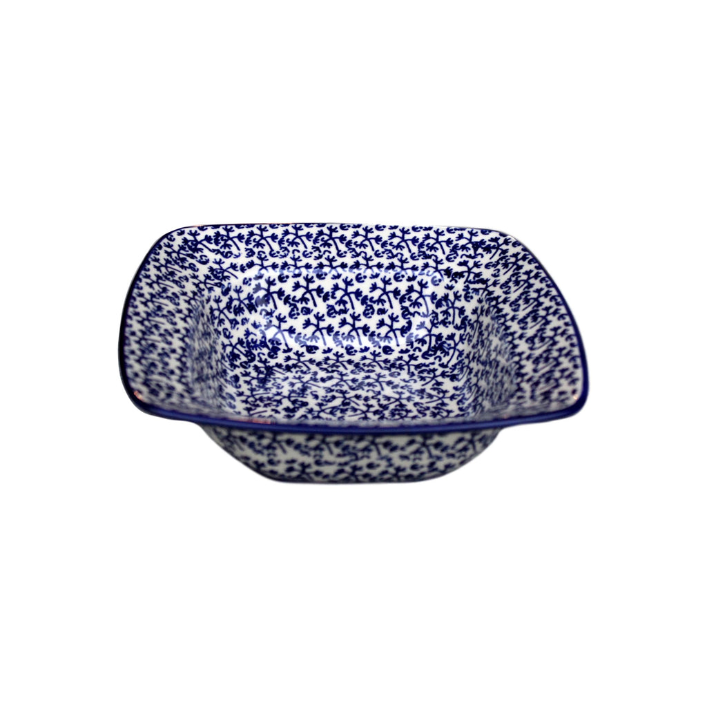 Blue Fern -  Square Bowl  Polish Ceramics - PasParTou