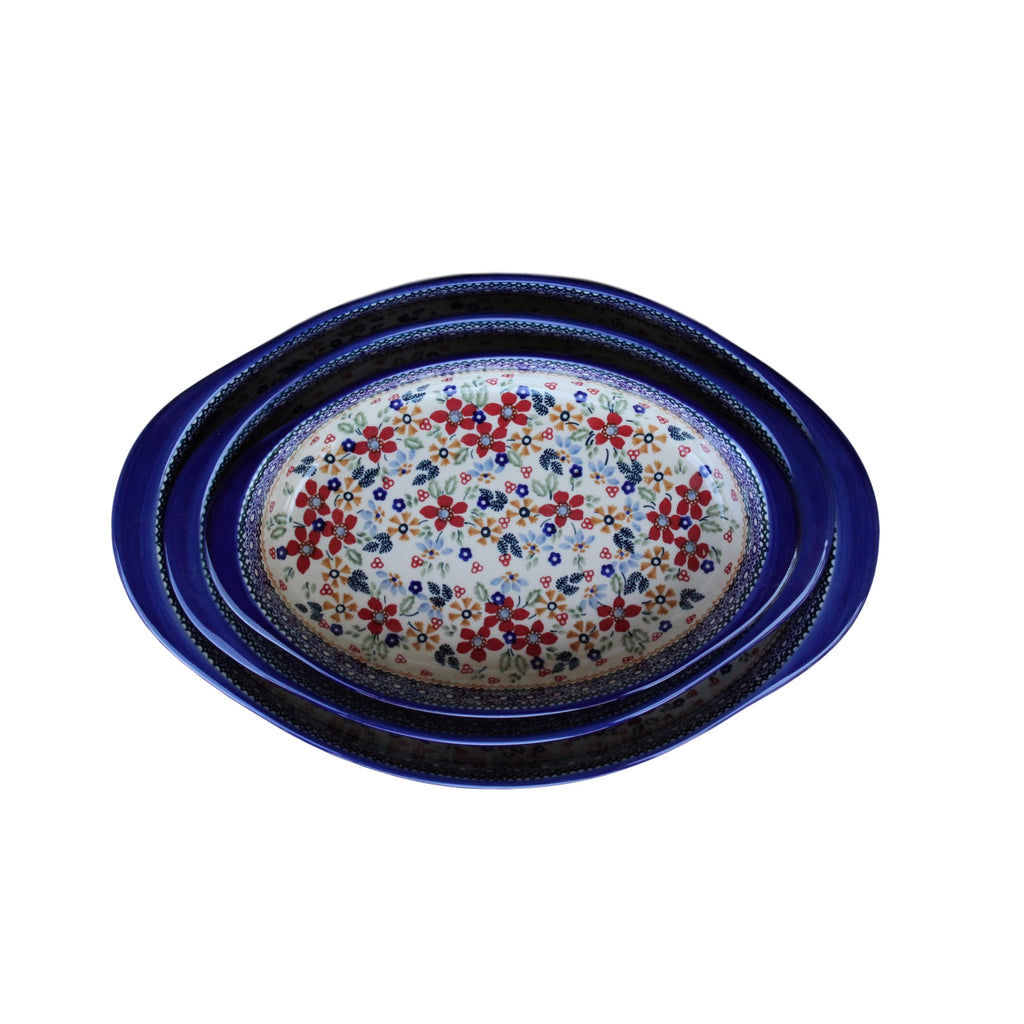 Harvest Floral - Large Oval Baker  Polish Ceramics - PasParTou