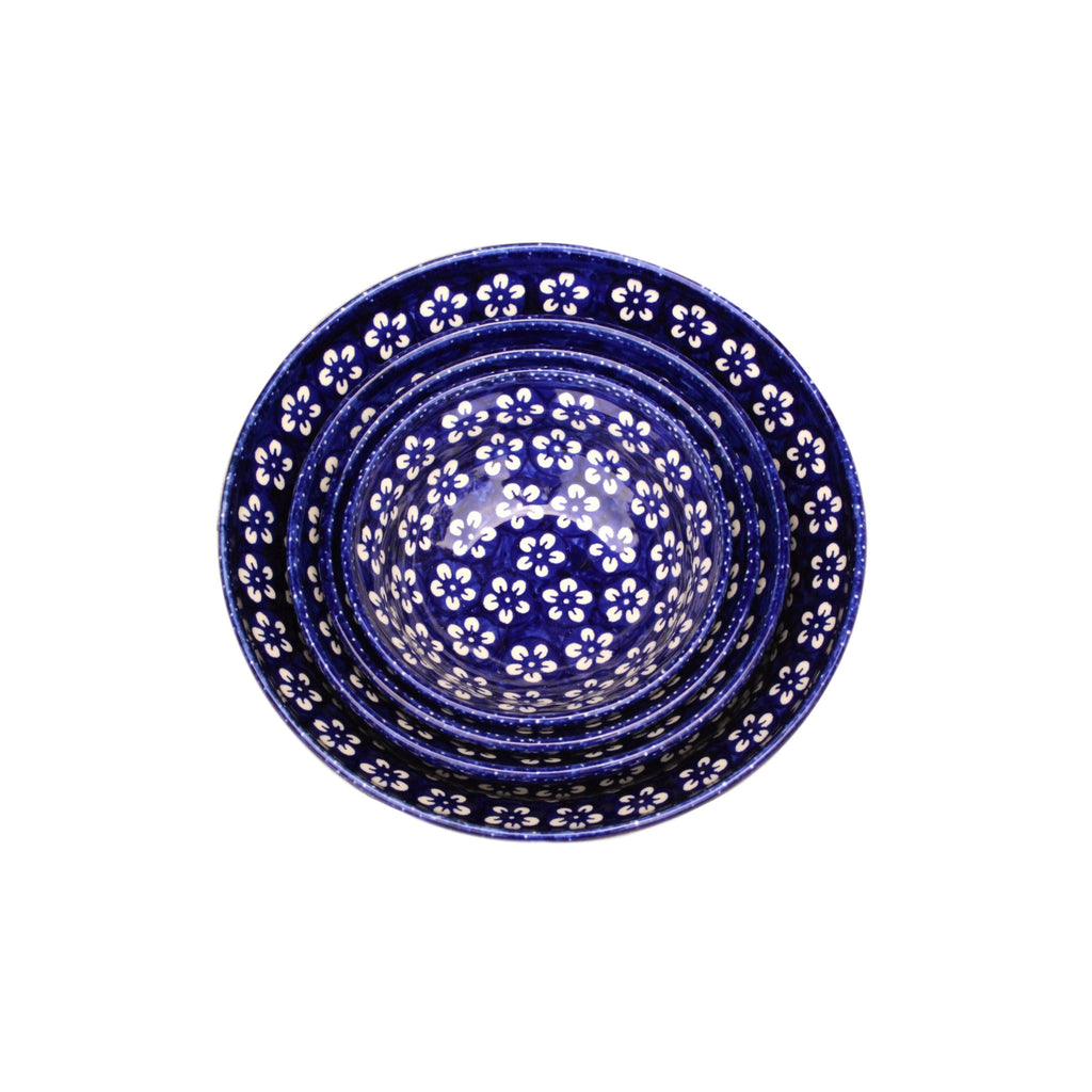 Blue Flowers - Medium Serving Bowl  Polish Ceramics - PasParTou