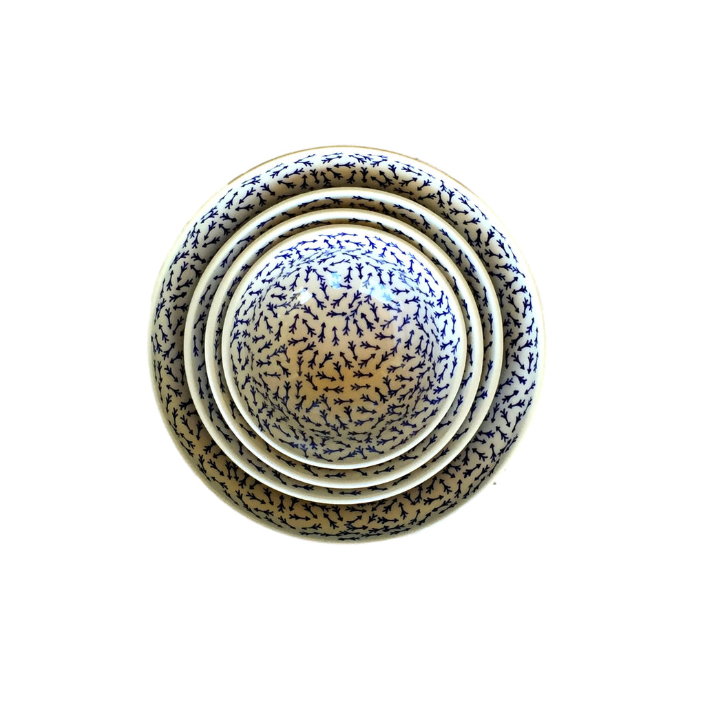 Blue Arrows - Small Serving Bowl  Polish Ceramics - PasParTou
