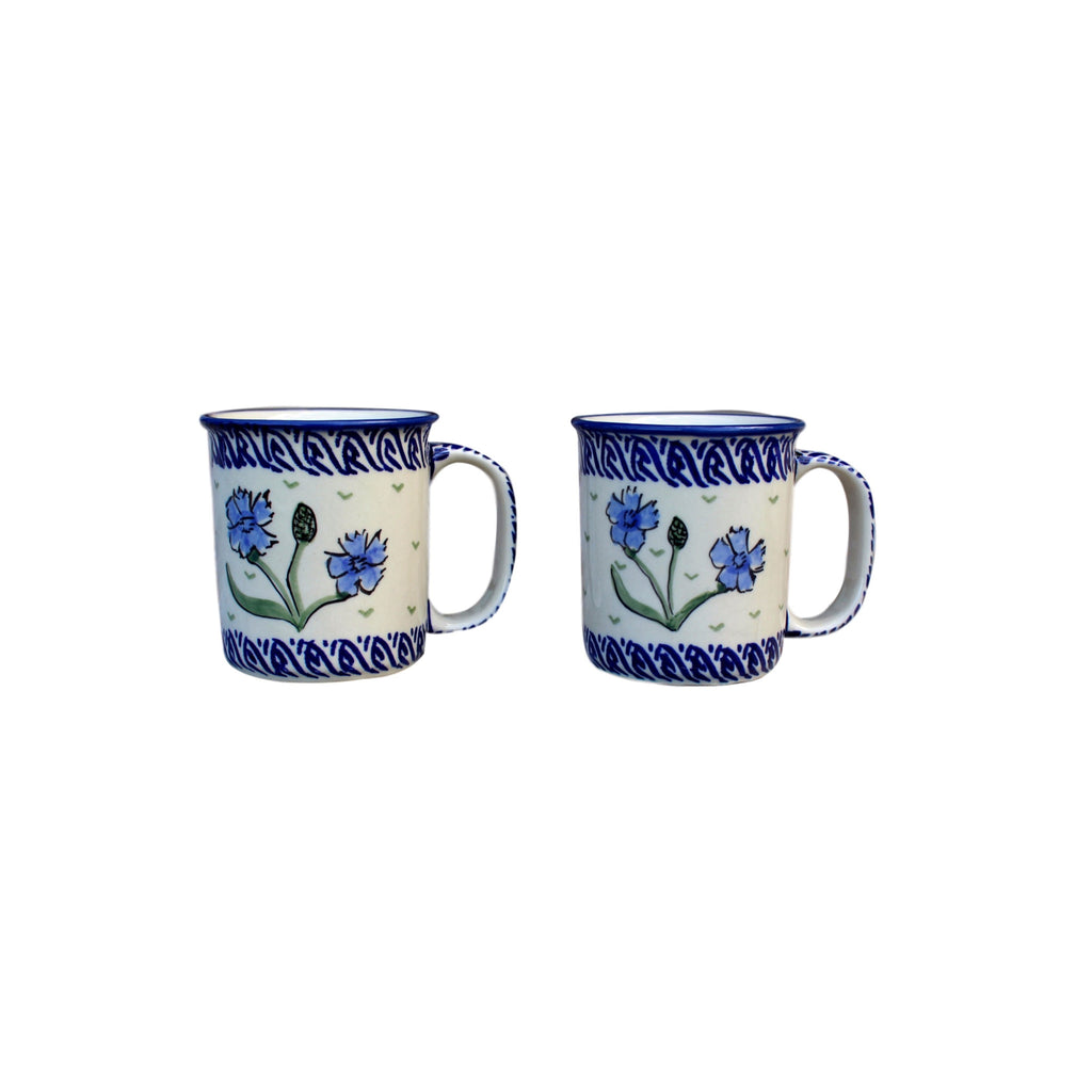 Blue Dahlia - Classic Handled Mug  Polish Ceramics - PasParTou