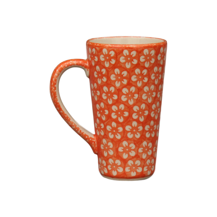 Tangerine Flowers - Tall Mug  Polish Ceramics - PasParTou