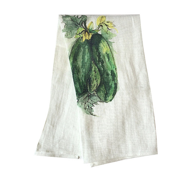 Teatowel Off White Soft Washed Linen with Squash Print  Teatowel - PasParTou