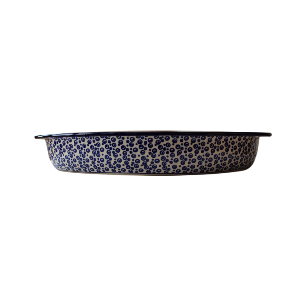 Tiny Blue Bubbles - Large Oval Baker  Polish Ceramics - PasParTou