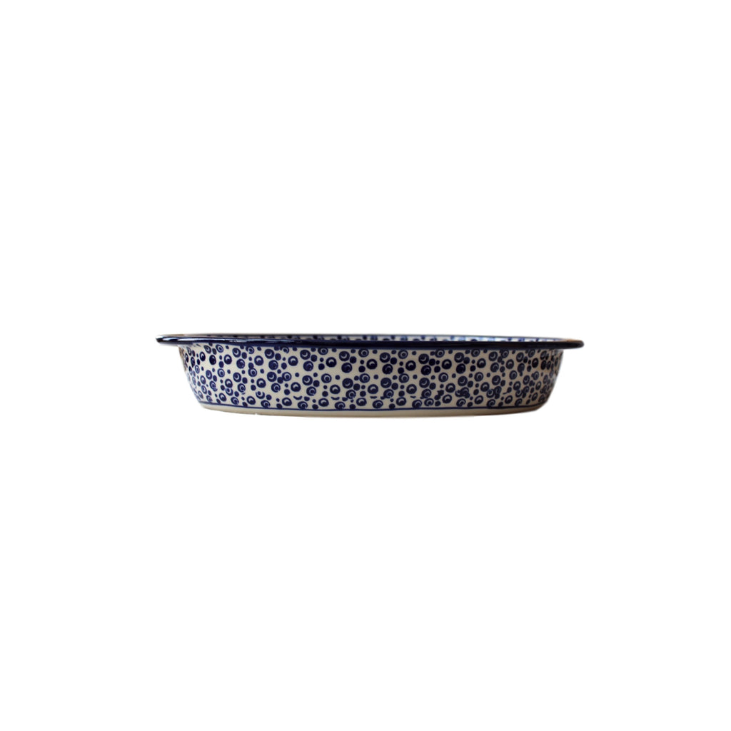 Tiny Blue Bubbles - Small Oval Baker  Polish Ceramics - PasParTou