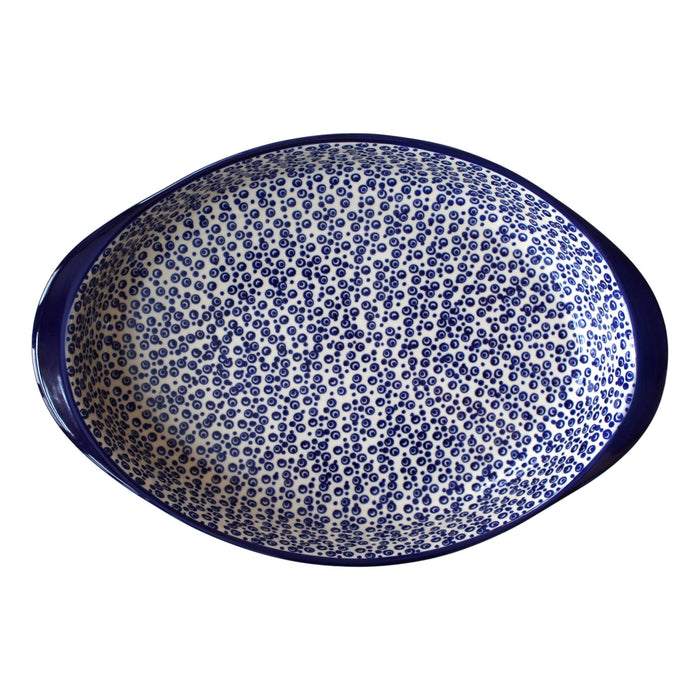 Tiny Blue Bubbles - Large Oval Baker  Polish Ceramics - PasParTou