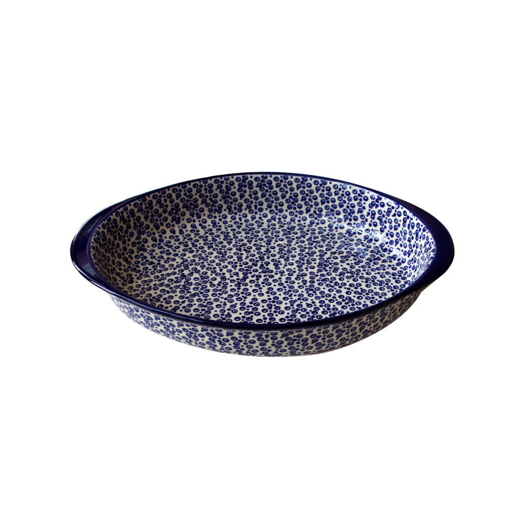 Tiny Blue Bubbles - Large Oval Baker  Polish Ceramics - PasParTou