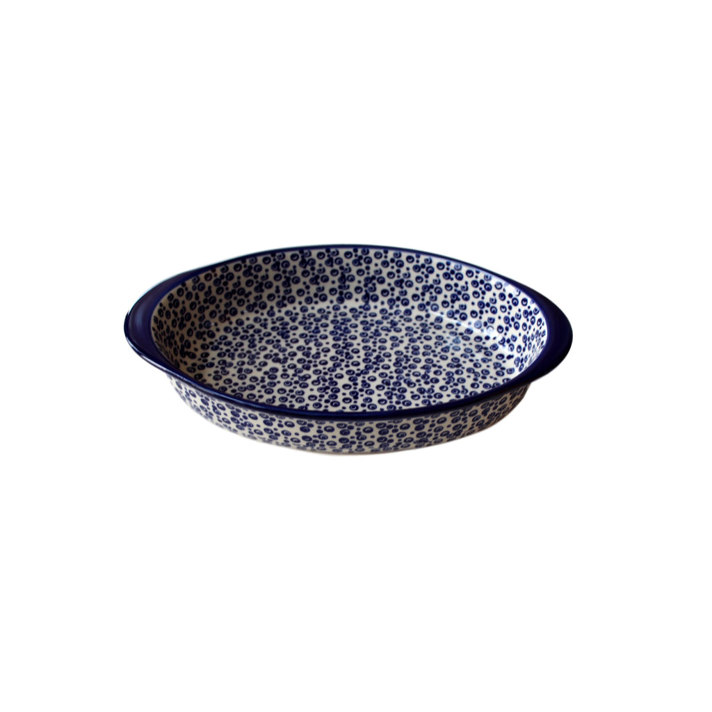 Tiny Blue Bubbles - Small Oval Baker  Polish Ceramics - PasParTou