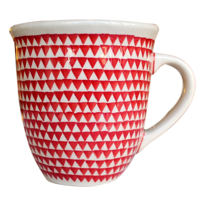 Triangles Red - Big Cup  Polish Ceramics - PasParTou